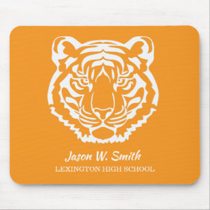 Mousepad Logotipo de Tigres Laranja e Branco Mascote Escola