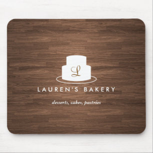 Mousepad Logotipo do Monograma do Bake em Branco sobre Made