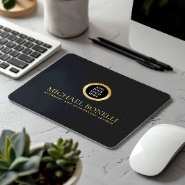 Mousepad Logotipo Dourado da Cinza Negra Couro e Luxo