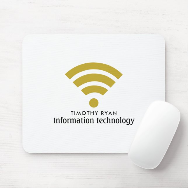 Mousepad Logotipo Dourado Wi-Fi, Tecnologia da Informação,  (Com mouse)
