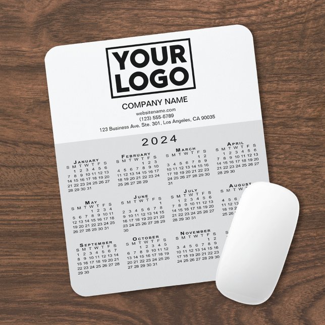 Mousepad Logotipo e Cinza de texto da empresa no calendário (In Situ)