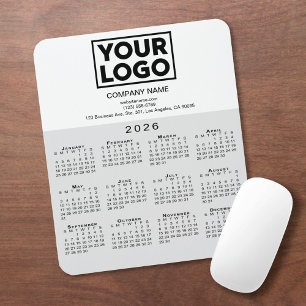 Mousepad Logotipo e Cinza de texto da empresa no calendário