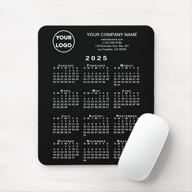 Mousepad Logotipo e texto comercial do calendário 2025 em p (Com mouse)
