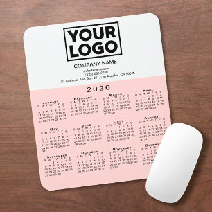 Mousepad Logotipo e texto da empresa de calendário de 2026