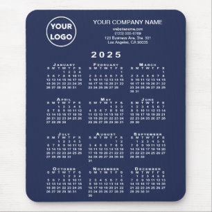 Mousepad Logotipo e texto da empresa do calendário para 202