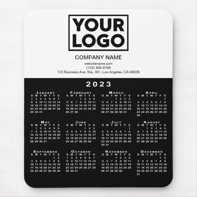 Mousepad Logotipo e texto da empresa no calendário 2023 Pre (Frente)