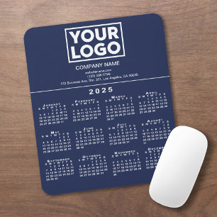 Mousepad Logotipo e texto da empresa no calendário de 2025