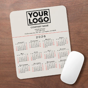 Mousepad Logotipo e texto da empresa para o calendário de 2