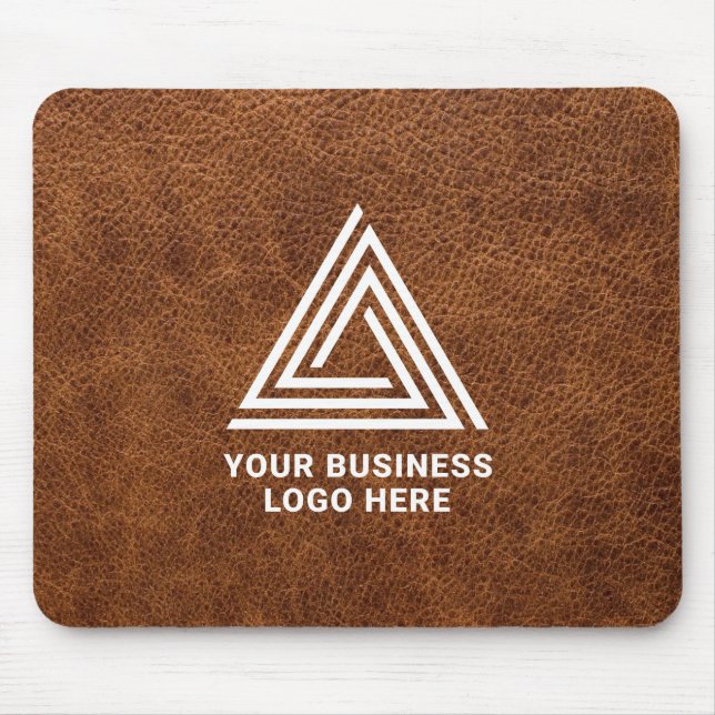 Mousepad Logotipo Empresarial Moderno em Couro Marrom Falso (Frente)