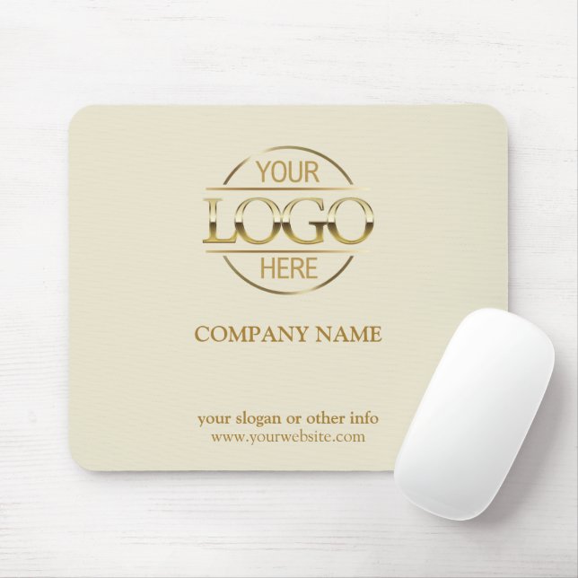 Mousepad Logotipo Empresarial Personalizado Bege para Empre (Com mouse)