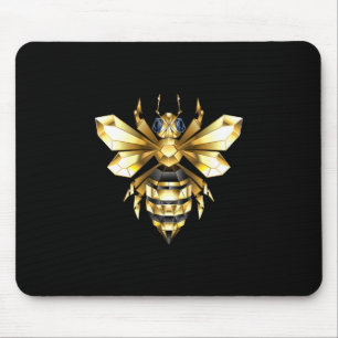 Mousepad Logotipo Faux Gold Foil Polygonal da Abelha em Pre