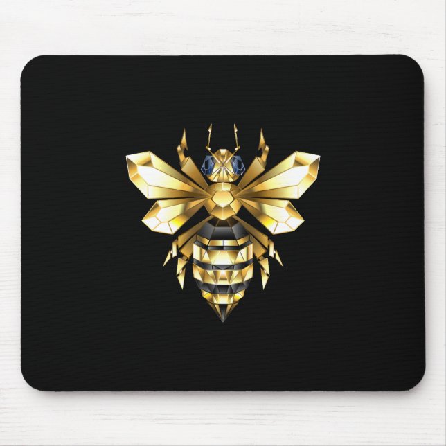 Mousepad Logotipo Faux Gold Foil Polygonal da Abelha em Pre (Frente)