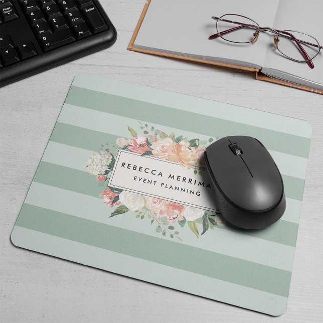 Mousepad Logotipo Floral Antiquado | Faixa de Sage (Criador carregado)