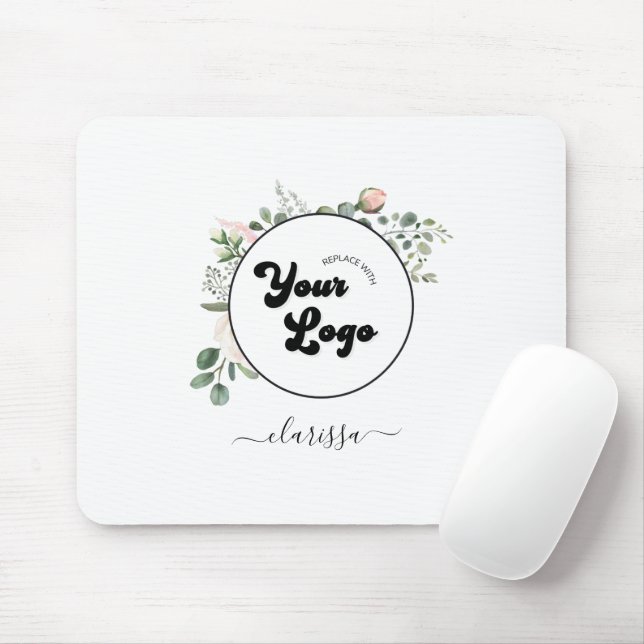 Mousepad Logotipo Floral Personalizado Empresa Comercial e  (Com mouse)