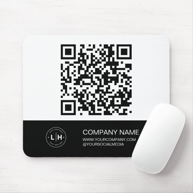 Mousepad Logotipo Moderno Personalizado Preto e Branco (Com mouse)