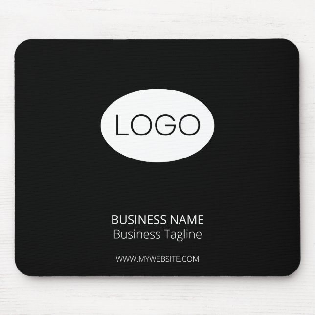 Mousepad Logotipo personalizado de empresa, preto moderno (Frente)