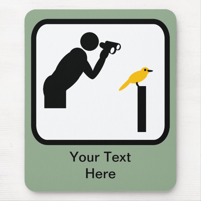 Mousepad Logotipo personalizável de observador de aves/aves (Frente)