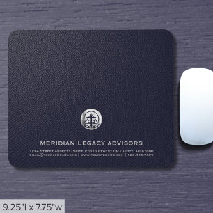 Mousepad Logotipo prateado do luxo azul Elegante