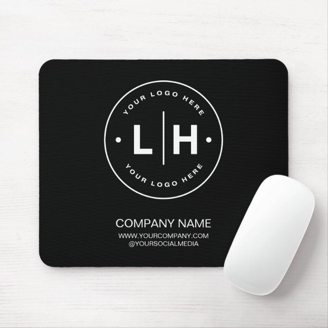 Mousepad Logotipo preto moderno personalizado (Com mouse)