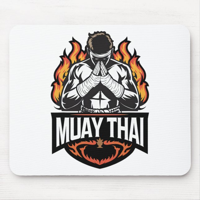 Mousepad Logotipo tailandês Muay - Luta de boxe tailandesa (Frente)