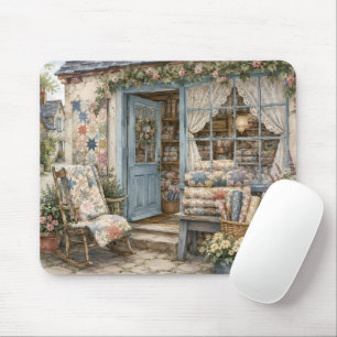 Mousepad Loja de Colchas French Cottagecore Aquarela