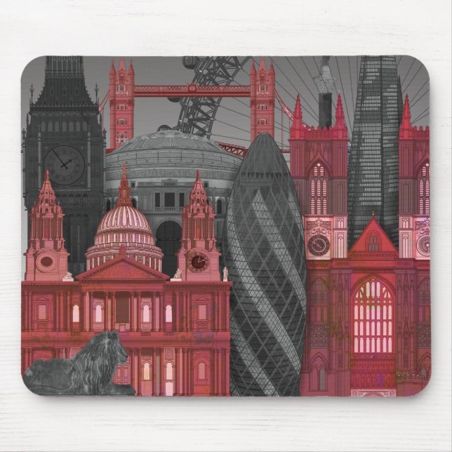 Mousepad London Elevations by Night - Red (Frente)