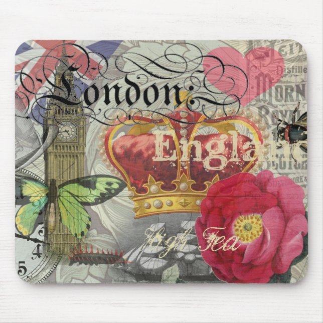 Mousepad London England Viagem Vintage Europe Art (Frente)