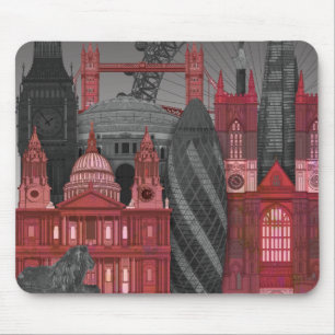 Mousepad Londres Elevações por Noite - Vermelho
