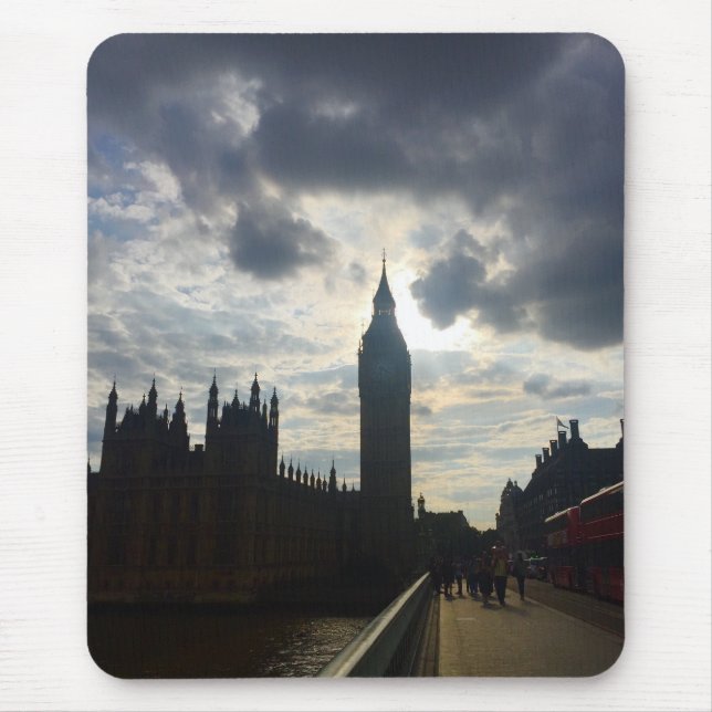Mousepad Londres Reino Unido Big Ben Sunset Clouds Sky UK (Frente)