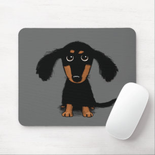Mousepad Long Haired Dachshund Puppy Cute Dog Cartoon