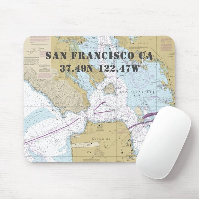 Mousepad Longitude do Latitude da CA em São Francisco (Com mouse)