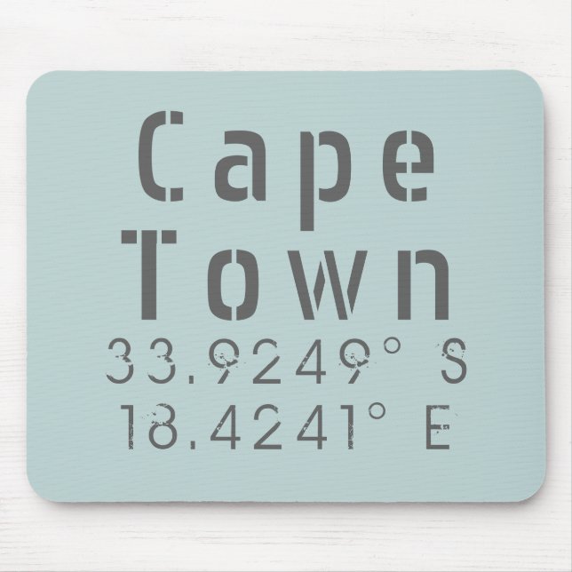 Mousepad Longitude Latitude Cidade do Cabo (Frente)