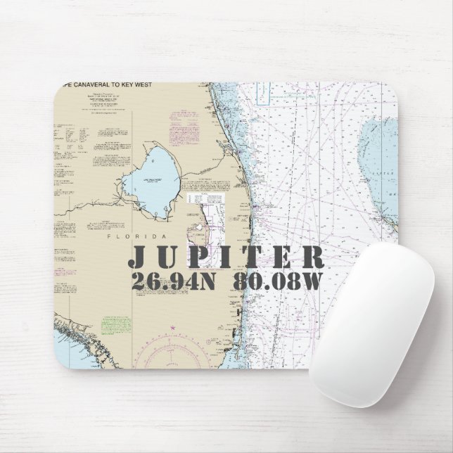 Mousepad Longitude Latitude da Flórida do Sul náutica (Com mouse)
