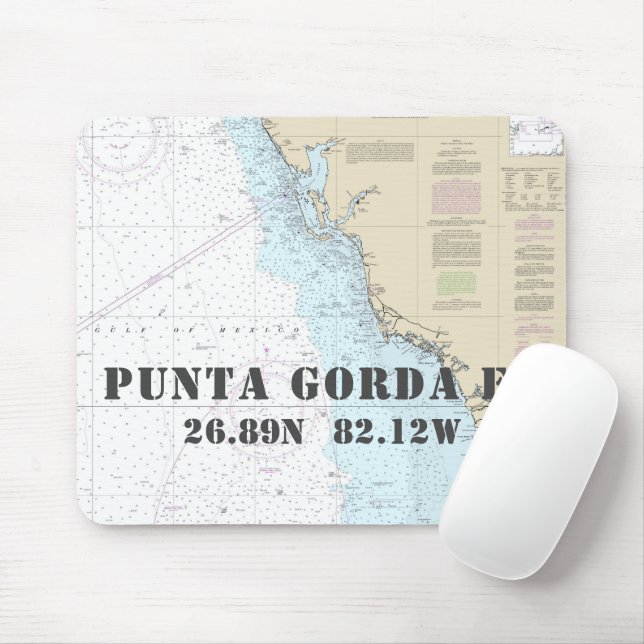 Mousepad Longitude Latitude da Flórida Punta Gorda Náutica (Com mouse)