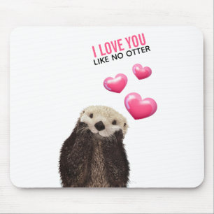 Mousepad Lontra bonito com amor cor-de-rosa dos corações