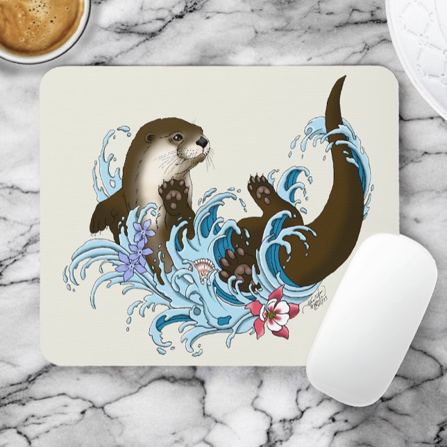 Mousepad Lontra de Rio Água Fofa (Criador carregado)
