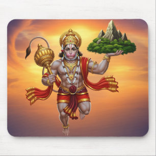 Mousepad Lord Hanuman Voando Levantando Montanha