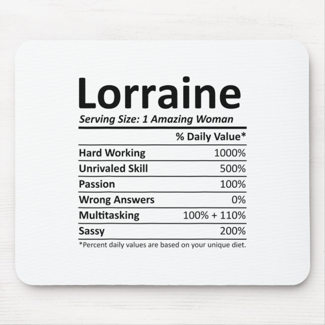 Mousepad Lorraine Nutrição Nome Personalizado Piada Natal (Frente)