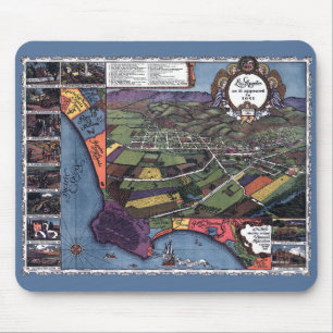 Mousepad Los Angeles, Califórnia, Mapa Aéreo Antigo da Cida