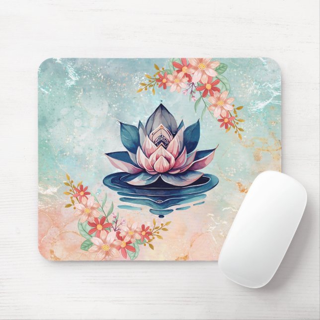 Mousepad Lótus de Águas Paradas – Paz Botânica Pastel (Com mouse)