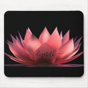 Mousepad Lótus Preto Personalizado Elegante