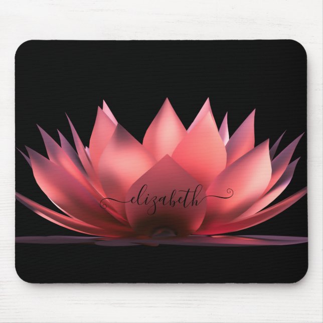 Mousepad Lótus Preto Personalizado Elegante (Frente)