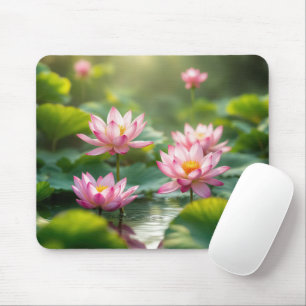 Mousepad Lotus Rosa Flutuando em um Lócio