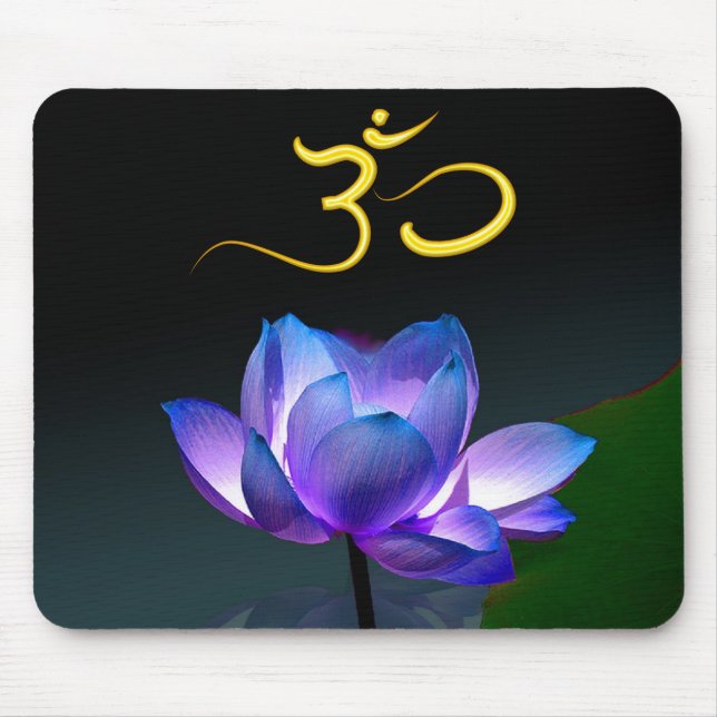 Mousepad Lotus roxo em cheio com Om, musepad (Frente)