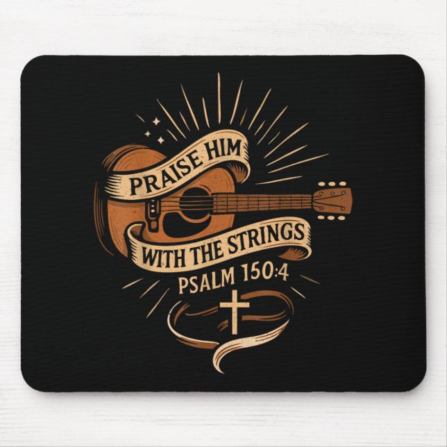 Mousepad Louve-O Com As Cordas Da Violão Acústica De Jesus (Frente)