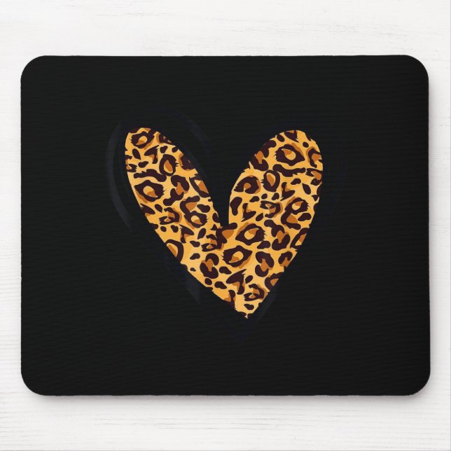 Mousepad Love Cheetah Leopard Print Heart Valentines Day Gi (Frente)