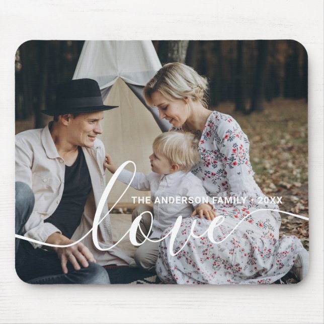 Mousepad 'Love' Foto personalizada da família com nome pers (Frente)