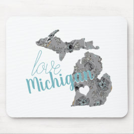 Mousepad Love Michigan Floral Cheia Silhouette