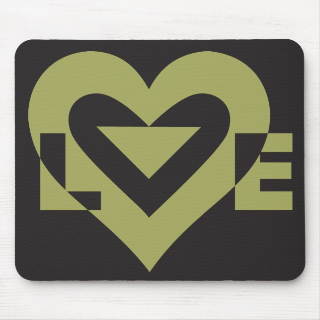 Mousepad Love Sage Green em preto (Frente)