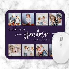 Mousepad Love You Grandma 8 Photo Collage Purple